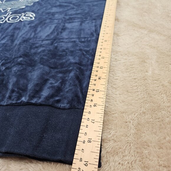 Adidas Sweatshirt Men's Size 1X Blue Velour Pullover Sweater Trefoil Embroidered - Picture 10 of 16